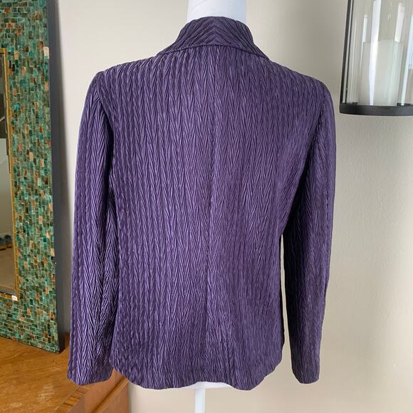Chico's Size 1 US M Open Front Dress Blazer Jacket Purple Pattern Lined Formal - Picture 7 of 8